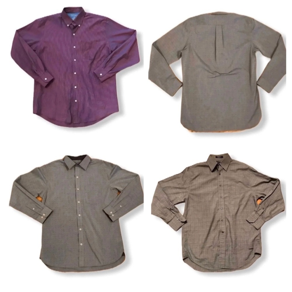 Men’s Long Sleeve Dress Shirt Bundle, Size Medium